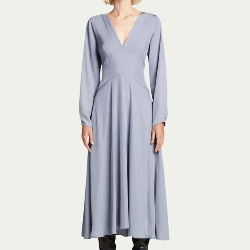 Vince Blue A-Line Bishop Sleeve Dress